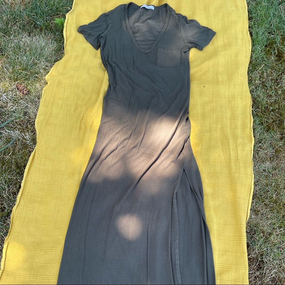 Olive maxi dress with side slit 🫒